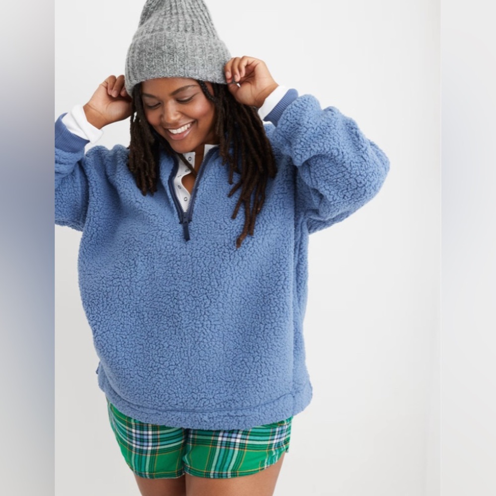 Aerie Sherpa oversized quarter zip sweater